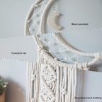 MOONFLY Dream Catcher with Handmade Moon Star Design Woven Cotton Dream Catchers Boho Macrame Wall Hanging Home Decoration Ornament Craft Gift (White Moon)