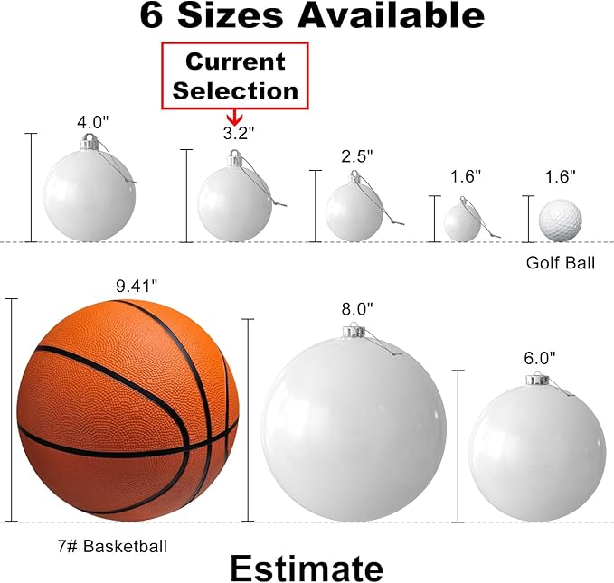 White 3.2" Large Christmas Balls - Christmas Tree Decoration Ornaments Shatterproof Hanging Balls for Birthday Halloween Holiday Wedding Decorations Set of 18pcs