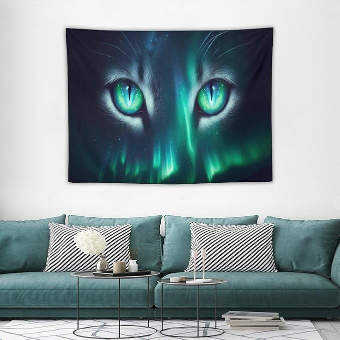 VUMIVI Cat Eye Galaxy Tapestry Mystical Northern Lights Starry Sky Abstract Aurora Art Magical Fantasy Decor Tapestry Wall Hanging for Living Room Bedroom Dorm Classroom Aesthetic Decor W40xL30in