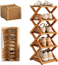 9 Tier Bamboo Shoe Rack, Heavy Duty Foldable Shelf Needing No Setup | Versatile Space-Saving & Sturdy Collapsible Bamboo Shoe Rack Organizer for Closet, Entryway, Over-Door, Dorm or Bedroom Use