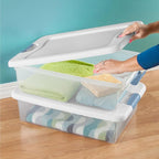 Sterilite 6-Pack Latching Box, Under Bed Storage Bins with Lids, Clear Plastic, 32 Quart - Heavy-Duty Organizing Containers for Closet, Bathroom, and Office