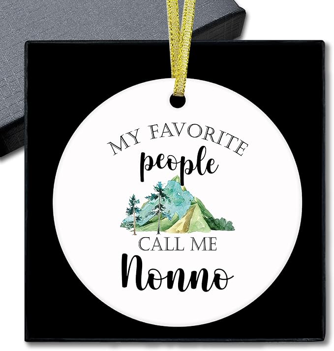 Nonno Gifts Ceramic Christmas Ornaments, Nonnos Christmas Tree Ornaments, Xmas Thanksgiving Birthday Gifts for Nonnos Grandpa, My Favorite People Call Me Nonno Decorative Hanging Ornament