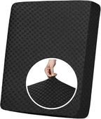 YEMYHOM Stretch Individual Cushion Covers Sofa Chair Seat Cushion Slipcovers Soft Couch Cover Replacement Large Checkered Furniture Protector with Elastic Bottom (1 Pc Cushion Cover, Black)