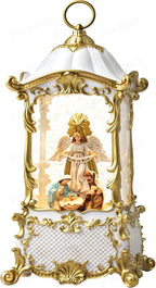 Nativity Snow Globe Christmas Decorations Indoor Angel Nativity Scene Gifts Classic Relief Texture Musical Glitter Snowfall USB/Battery Timer Lantern 12.5 inch