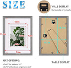 Egofine A4 Picture Frames Set of 4, Made of Solid Wood Covered by Plexiglass 5x7 and 6x8 with Mat or A4 without Mat, for Table Top Display and Wall Mounting Photo Frame Light Grey