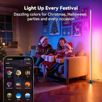 RGB LED Corner Floor Lamp with Music Sync and 16 Million DIY Colors, Color Changing Modern Smart Standing Lamp with APP and Remote Control, Ambient Light for Bedroom, Living Room & Gaming room