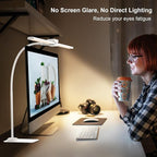 EppieBasic Led Desk Lamp,24W 31.5IN Architect Double Head Desk Lamps for Home Office,Dimmable & 6 Color Modes Extra Bright Modern Table lamp with Base,Overhead Computer Lighting for Workbench Monitor