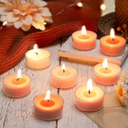 Honoson 12 Pack Brown Tea Lights Candles Brown Round Tea Light Natural Wax Scented 6 Scents Conversation Candle for Spring Easter Wedding Engagement Gifting Aromatherapy Anniversary Summer Home Decor