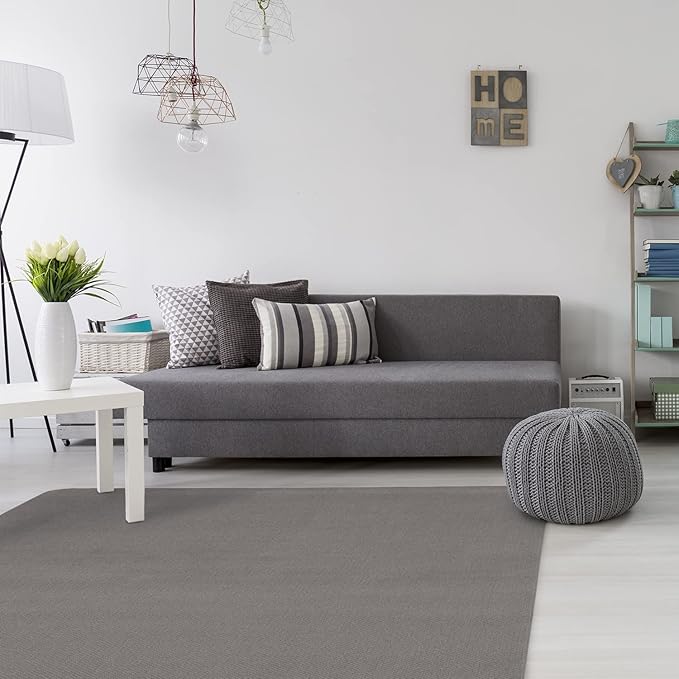 House, Home and More Skid-Resistant Carpet Indoor Area Rug Floor Mat - Gray - 6 Ft X 8 Ft - Non Slip Rubber Backing, Stain Resistant, Dog Friendly, Living Room Bedroom Kitchen Entryway
