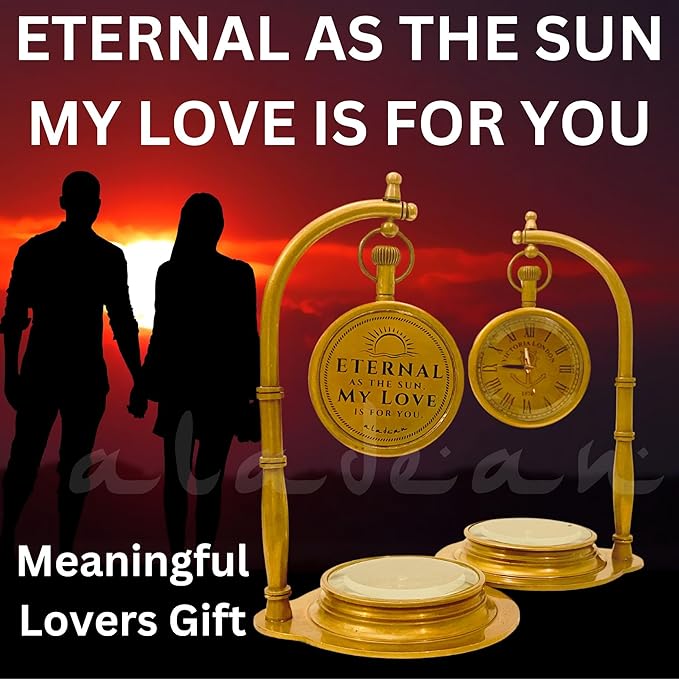 Anniversary Table Clock Compass | Romantic Vintage Lovers Decor for Him Her | Wedding Anniversary 50th 40th 25th 20th 1st Gift Idea for Husband Wife Boyfriend Girlfriend (Eternal Love - NEO)