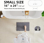 Waffle Bath Mat, Boho Bathroom Rugs Non Slip Washable Super Absorbent Quick Dry Bath Mat Farmhouse Bathroom Decor, 24"x16" Grey