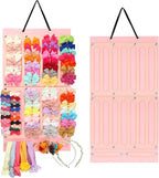 Vimiv Hair Bows Holder & Organizer w/Large Capacity, 16 Ribbons,Bows Organizer, Baby Hair Accessory Storage Display with Sturdy Rope, Wall Hanging for Girl Room & Nursery Decor