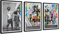Novatique Street Graffiti Wall Art Graffiti Picture for Bedroom Behind the Curtain Abstract Banksy Art Painting for Living Room Bedroom,24" x 36" x 3pcs