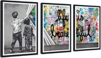 Novatique Street Graffiti Wall Art Graffiti Picture for Bedroom Behind the Curtain Abstract Banksy Art Painting for Living Room Bedroom,24" x 36" x 3pcs