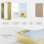 11x16 Aluminum Metal Picture Frame,Tempered Glass Gold Photo Frame 11x16 for Family Photo,Posters,Art,Document to Wall Mount Horizontally or Vertically