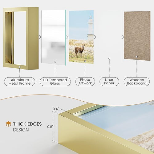 12x14 Aluminum Metal Picture Frame,Tempered Glass Gold Photo Frame 12x14 for Family Photo,Posters,Art,Document to Wall Mount Horizontally or Vertically