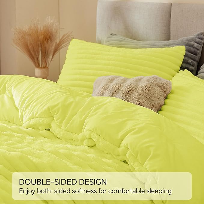 BEDELITE Fleece Twin Comforter Set -Super Soft & Warm Fluffy Charlock Bedding, Luxury Fuzzy Heavy Bed Set for Winter with 1 Pillow case