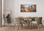 Alenoss Modern Oil Paintings 48x24 Inches Paris Eiffel Tower Landscape Large Canvas Wall Art Abstract Paintings for Living Room Bedroom Office Wall Decor Ready to Hang
