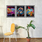 Novatique 3Pcs Cool Gaming Wall Art Graffiti Gamepad Headphone Canvas Prints Colorful Video Gamer Watercolor Posters for Boy Room,12" x 16" x 3Pcs