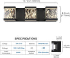 MELUCEE Modern LED Bathroom Lights Over Mirror 15W 3 Lights LED Vanity Light Bar with Unique Smoke Acrylic Panel Black Bathroom Wall Light Fixtures for Bath Powder Room, 3000K Warm Lighting