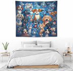 VUMIVI Cartoon Dog Tapestry Cute Puppy Pet Lovers Animal Theme Colorful Illustration Tapestry Wall Hanging for Living Room Bedroom Dorm Classroom Aesthetic Decor W60xL50in