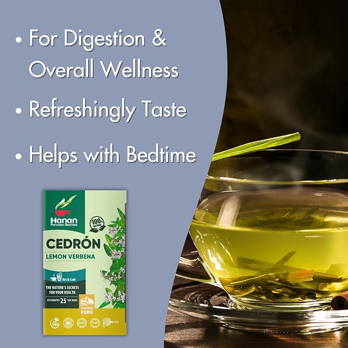 Hanan Peruvian Secrets Lemon Verbena Tea (Cedron) | 300 Teabags | All-Natural Lemon Beebrush from Peru’s Andes Mountains – Used to Add Flavor in Cooking Recipes, Potpourri, Perfumes, Essential Oil