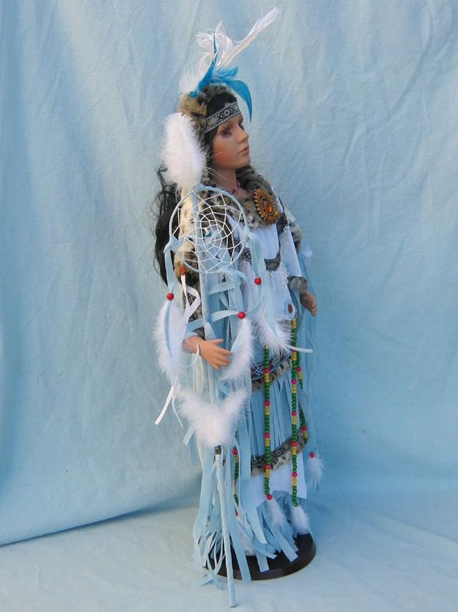 KINNEX COLLECTIONS SINCE 1997 28" Collectible Native American (Indian) Porcelain Doll - Blue Bird-D28677