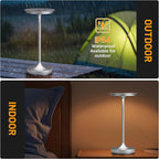 LED Cordless Table Lamps Rechargeable - Outdoor Battery Operated Portable Table Light 3 Color Stepless Dimming Tables Lamp with Memory Function for Patio Restaurant Dining 2 Pack Silver