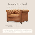 Poly & BARK Lyon Leather Lounge Chairs 49" - Set of 2 - Cognac Tan Full-Grain Leather – Modern Upholstered Accent Chairs for Living Room or Bedroom – Indoor Lounge Seating with Lasting Comfort
