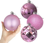 Bubblegun Pink 4.0" Large Christmas Balls - Christmas Tree Decoration Ornaments Shatterproof Hanging Balls for Birthday Halloween Holiday Wedding Decorations Set of 4pcs
