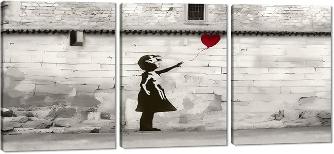 Novatique Banksy Canvas Wall Art Street Graffiti Wall Art Banksy Art Painting Print Abstract Graffiti Art Pictute Canvas Print for Living Room Bedroom, 12" x 16" x 3Pcs