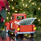 Zaer Ltd. Red Metal Christmas Pickup Truck Decoration (Small 12" Long)