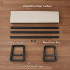 CozyDH Solid Wood Shoe Bench, Wooden Storage Entryway Bench 2-Tier, Mid-Century Shoe Rack Bench, End of Bed Bench with Leather Cushion, Ottoman Bench for Hallway Bedroom (Black 48")