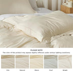 Bedsure 100% Rayon Derived from Bamboo Duvet Cover Queen Size - Lightweight Silky Cooling Comforter Cover Set for Hot Sleepers, Breathable & Moisture-Wicking Bedding Set, Light Beige