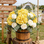 Kimura's Cabin 6pcs Yellow Fake Flowers Faux Hydrangea Flower Artificial Silk Hydrangeas Bouquets with Stems for Home Wedding Baby Shower Birthday Party Festive Decoration (Yellow)