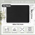 Newwiee 12 Pcs Fleece Throw Blankets Bulk 50'' x 60'' Oeko-tex Standard 100 Certified Spring Outdoor Wedding Guest Blankets Lightweight for Sleepover Donation Lap Pet Sofa Home (Black)
