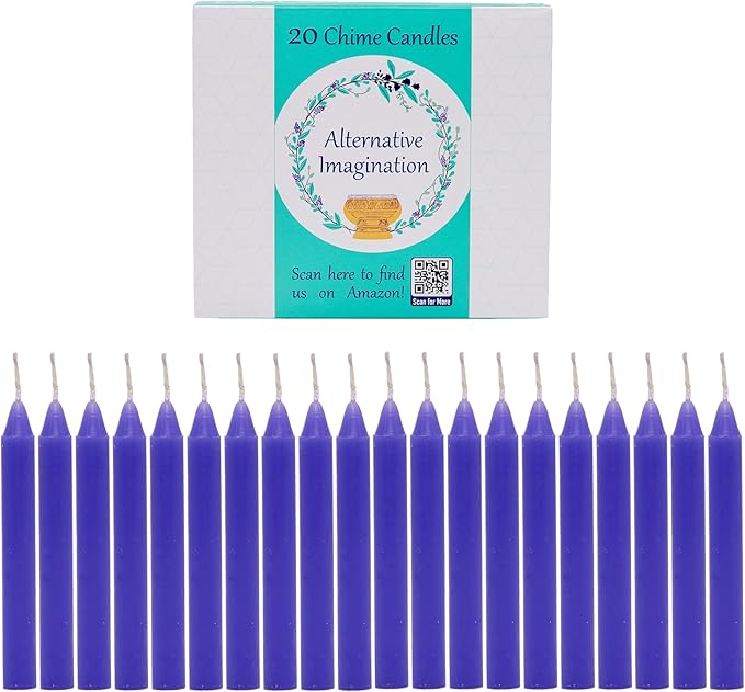 Alternative Imagination Purple Chime Candles - 20 Pack of Unscented 4 Inch Mini Taper Candles - Dripless Long Burning Ritual Candles for Meditation, Spell Work, Birthdays, Ceremonies & Home Decor