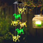 JOBOSI Dog Wind Chimes, Solar Dog Lights for Outside, Gifts for Dogs Lovers, Birthday Gifts for Women, Mom, Ded, Grandma, Garden Lawn Yard Outdoor Decor Mobiles Wind Chime, Dogs Themed Gift