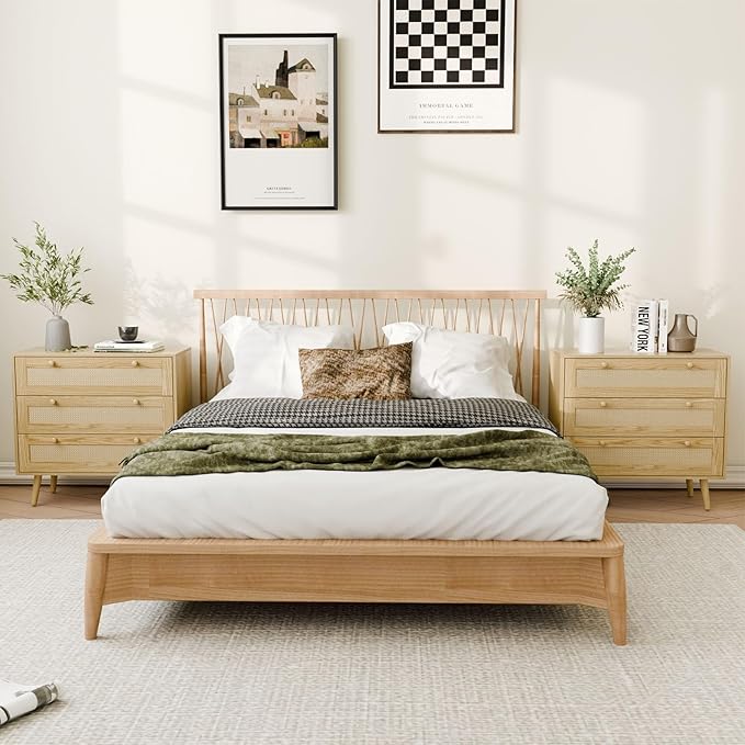 3 Drawer Dresser for Bedroom, Boho Dresser Chest with Handles for Bedroom Hallway Living Room