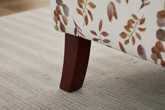 KEIKI Floral Accent Chair for Living Room - Sophisticated Vintage Charm with Classic Wood Legs, Elegant Upholstered Armchair