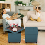 Storage Ottoman, Ottoman with Storage for Living Room Ottoman Square Tray Bedroom Cube Foot Rest Stool with Legs Small Ottomans Coffee Table Lid Foldable Footstool Faxu Leather 15"