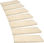 PURE ERA Bullnose Carpet Stair Treads Set Tape Free Non-Slip Indoor Stair Protectors Pet Friendly Rugs Covers Soft Skid Resistant Washable Reusable 9.5" x 30" (14 Pieces, Light Beige)