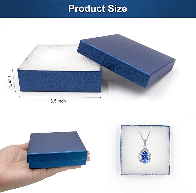 Cardboard Jewelry Blue Gift Boxes 20 Pack3.5×3.5×1 inches, its apply to displaying necklaces, rings, bracelets, earrings