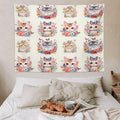 VUMIVI Watercolor Flower Cat Tapestry Colorful Cartoon Cute Animals Butterflies Abstract Art Print Tapestry Wall Hanging for Living Room Bedroom Dorm Classroom Aesthetic Decor W80xL60in