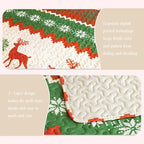 Whale Flotilla Christmas Quilt King Size, Soft Boho Floral Bedspreads for Bed Reversible Lightweight King Quilt Bedding Set Coverlets with 2 Pillow Shams for All Seasons, Happy Snowflake