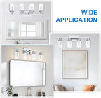 MELUCEE 5 Color Dimmable LED Bathroom Light Fixtures 4 Light Chrome Vanity Lights Bathroom Lights Over Mirror Wall Light Fixtures with Crystal Bubble Clear Glass Shade, Built-in LED Chips