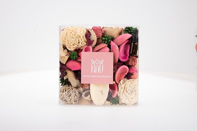 KAV Potpourri Bowl Filler, Spring Pot pourri Dried Flower Vase Fill Mix, Home Decor Scented Dry Petal Popori, Roses and Garden Scents, Natural Flower Home Fragrance 14 oz (Pretty Pink)