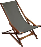 BYER OF MAINE Pangean Glider Chair – Folding Wood & Canvas Chair – Portable Outdoor Chair for Porch, Patio, or Beach in Granite