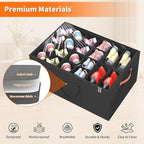 Aokeyee 2 Pack Shoe Organizer for Closet, Large Shoe Storage Box Fits up to 48 Pairs, Space Saving Foldable Shoes Organizer Bin w/Clear Cover and 4 Reinforced Handles, Black
