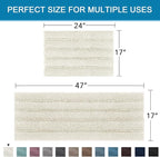 Non Slip Thick Shaggy Chenille Bathroom Rug Mat Set Extra Soft and Absorbent Striped Floor Rugs, 2 Piece, Machine-Washable